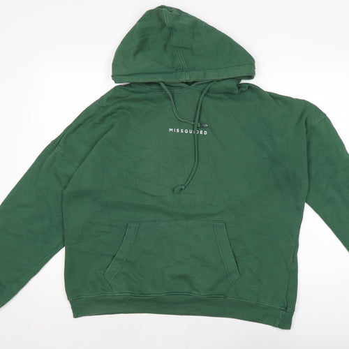 Missguided Womens Green Cotton Pullover Hoodie Size 10