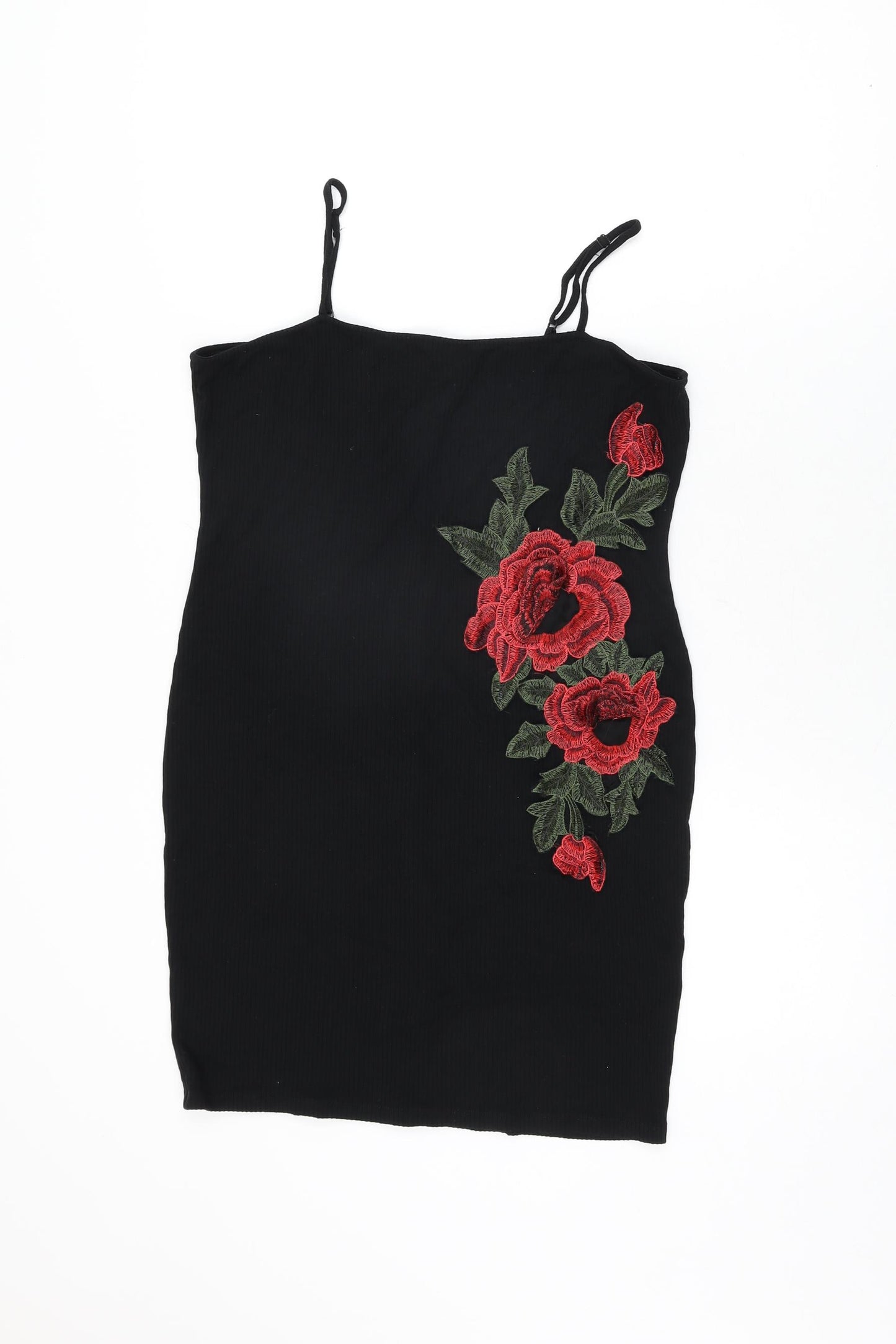 ASOS Womens Black Floral Viscose Mini Size 14 Square Neck Pullover