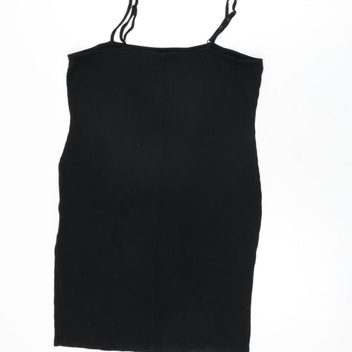 ASOS Womens Black Floral Viscose Mini Size 14 Square Neck Pullover
