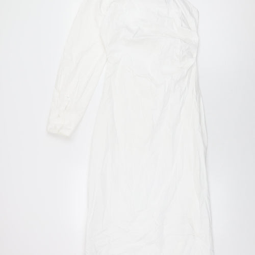 Zara Womens White Cotton Bodycon Size S One Shoulder Zip