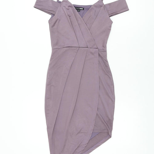 Fashion Nova Womens Purple Polyester Bodycon Size XS V-Neck Pullover