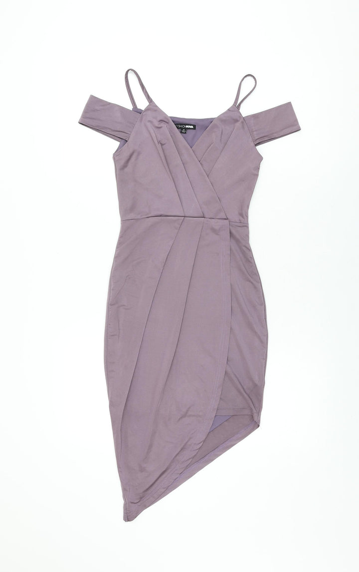 Fashion Nova Womens Purple Polyester Bodycon Size XS V-Neck Pullover
