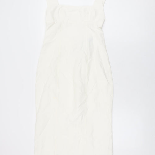Zara Womens White Polyester Bodycon Size XS Square Neck Zip