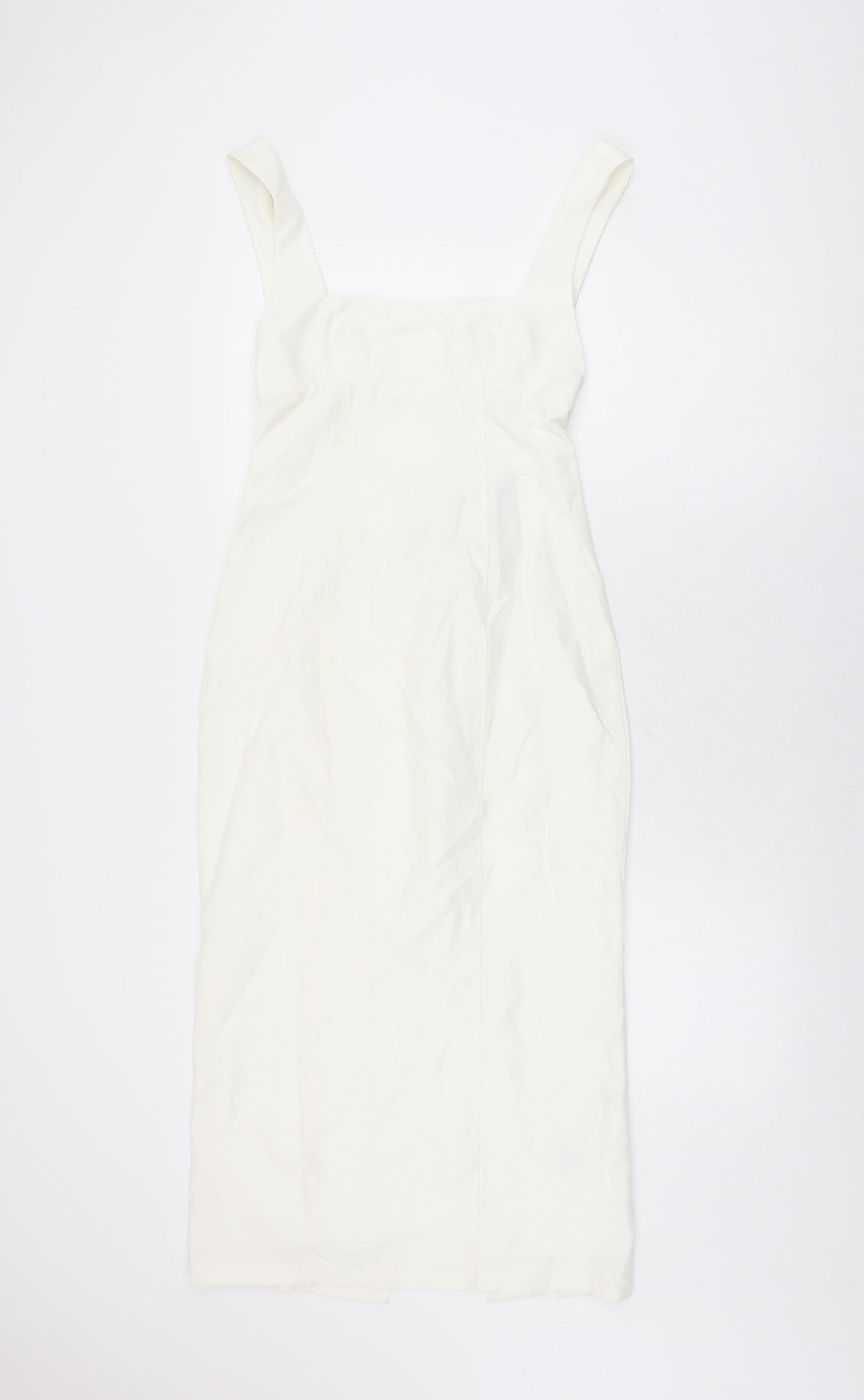 Zara Womens White Polyester Bodycon Size XS Square Neck Zip