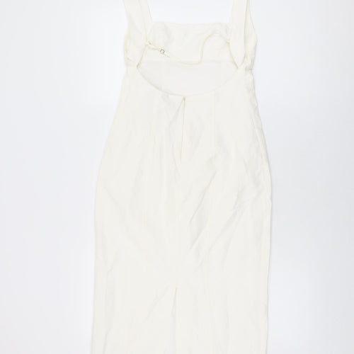 Zara Womens White Polyester Bodycon Size XS Square Neck Zip