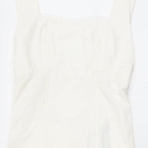 Zara Womens White Polyester Bodycon Size XS Square Neck Zip