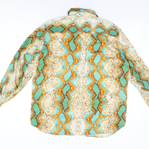 River Island Womens Multicoloured Animal Print Polyester Basic Button-Up Size 14 Collared