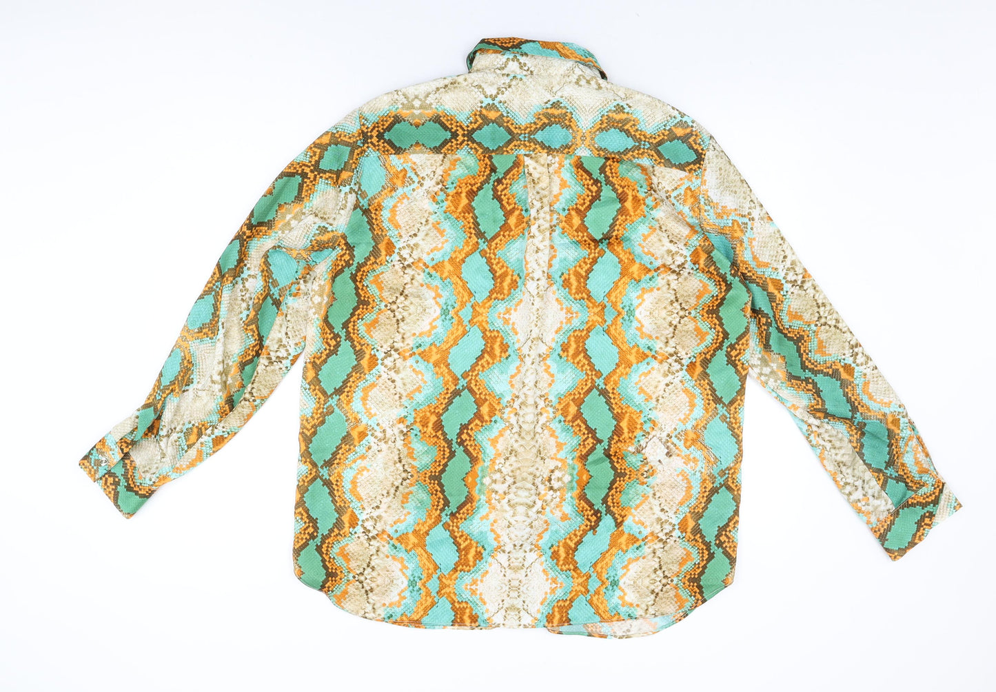 River Island Womens Multicoloured Animal Print Polyester Basic Button-Up Size 14 Collared