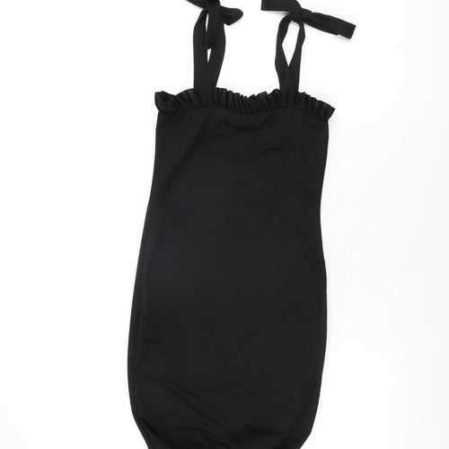 PRETTYLITTLETHING Womens Black Polyester Bodycon Size 8 Square Neck Tie
