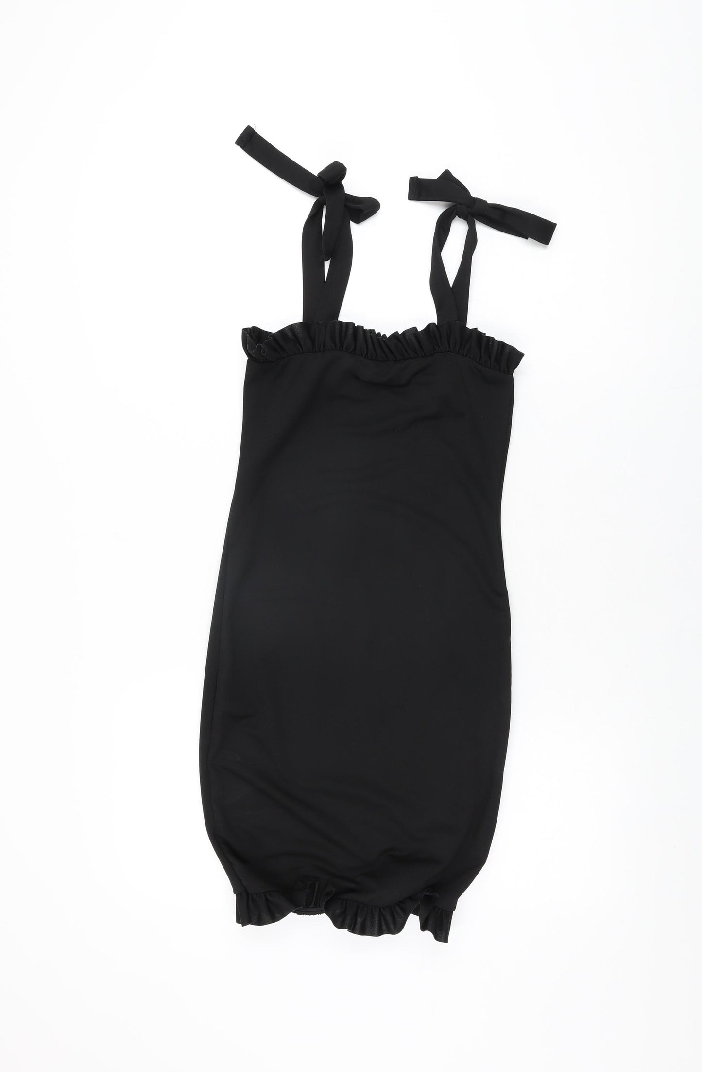 PRETTYLITTLETHING Womens Black Polyester Bodycon Size 8 Square Neck Tie
