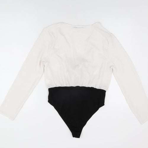 Boohoo Womens White Polyester Bodysuit One-Piece Size 14 Snap