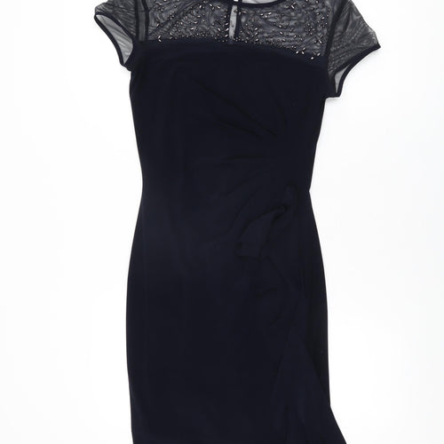 Joseph Ribkoff Womens Blue Polyester Bodycon Size 10 Round Neck Zip