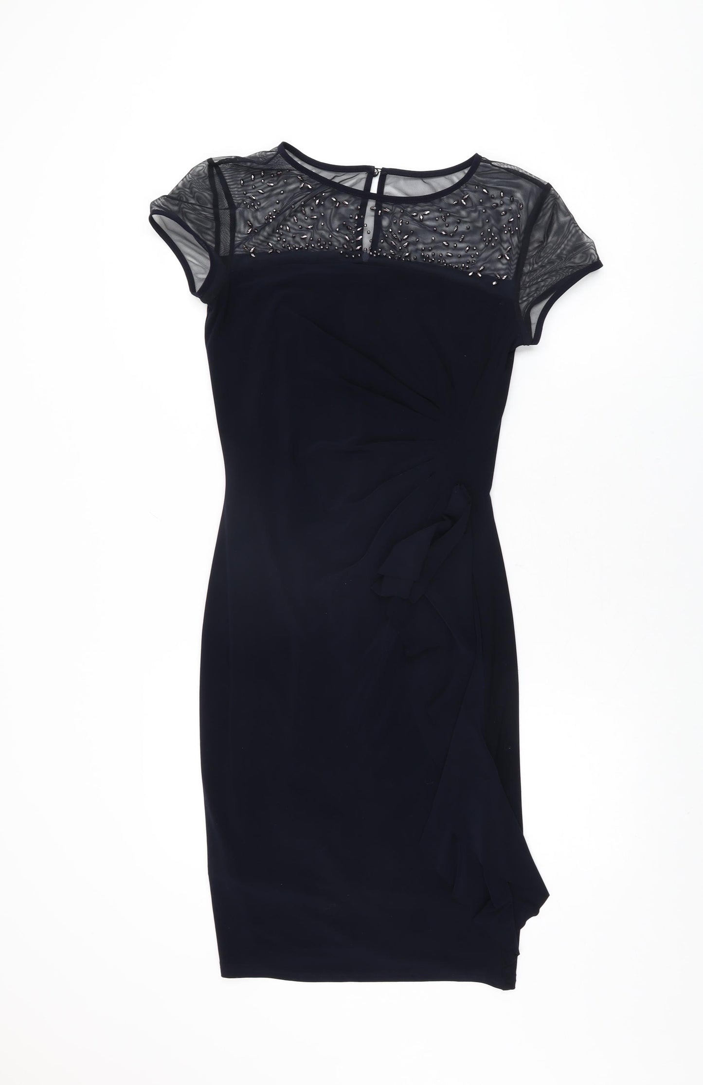 Joseph Ribkoff Womens Blue Polyester Bodycon Size 10 Round Neck Zip