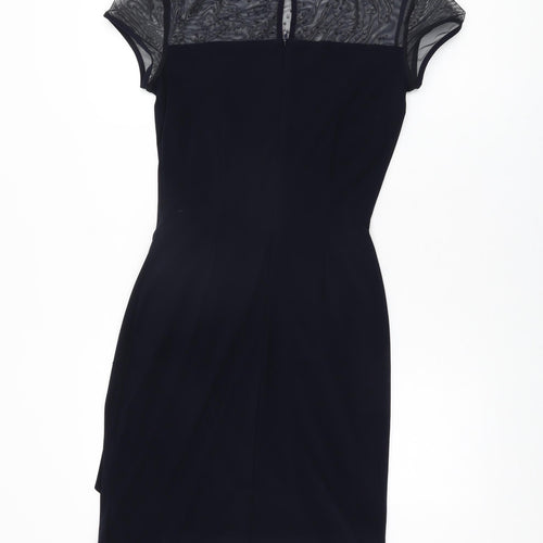 Joseph Ribkoff Womens Blue Polyester Bodycon Size 10 Round Neck Zip