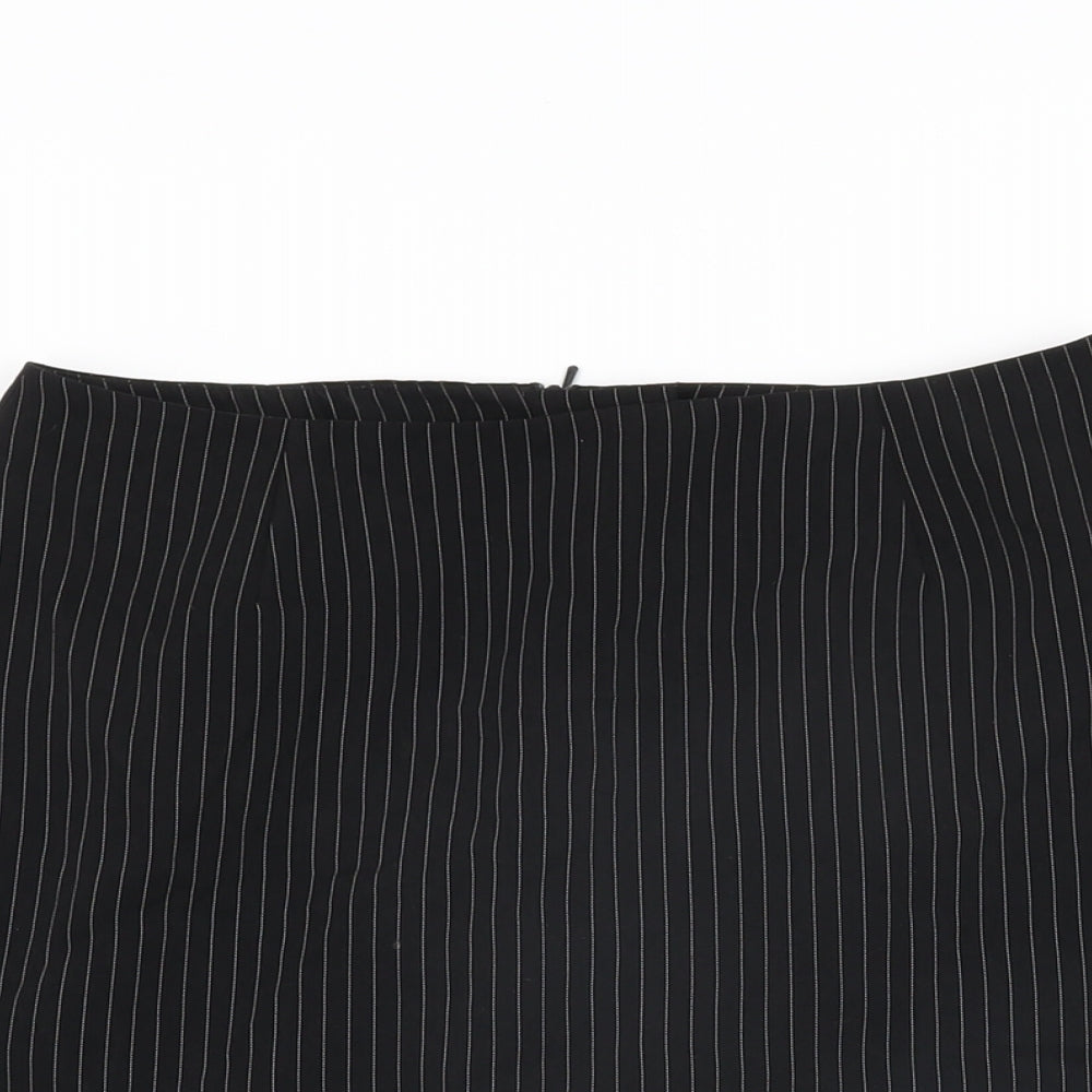Warehouse Womens Black Striped Polyester Mini Skirt Size 10 Zip