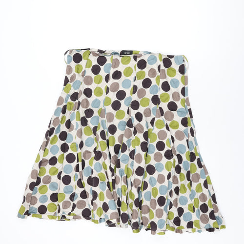 Hobbs Womens Beige Polka Dot Cotton Swing Skirt Size 16 Zip