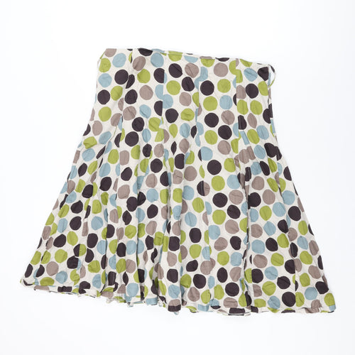 Hobbs Womens Beige Polka Dot Cotton Swing Skirt Size 16 Zip
