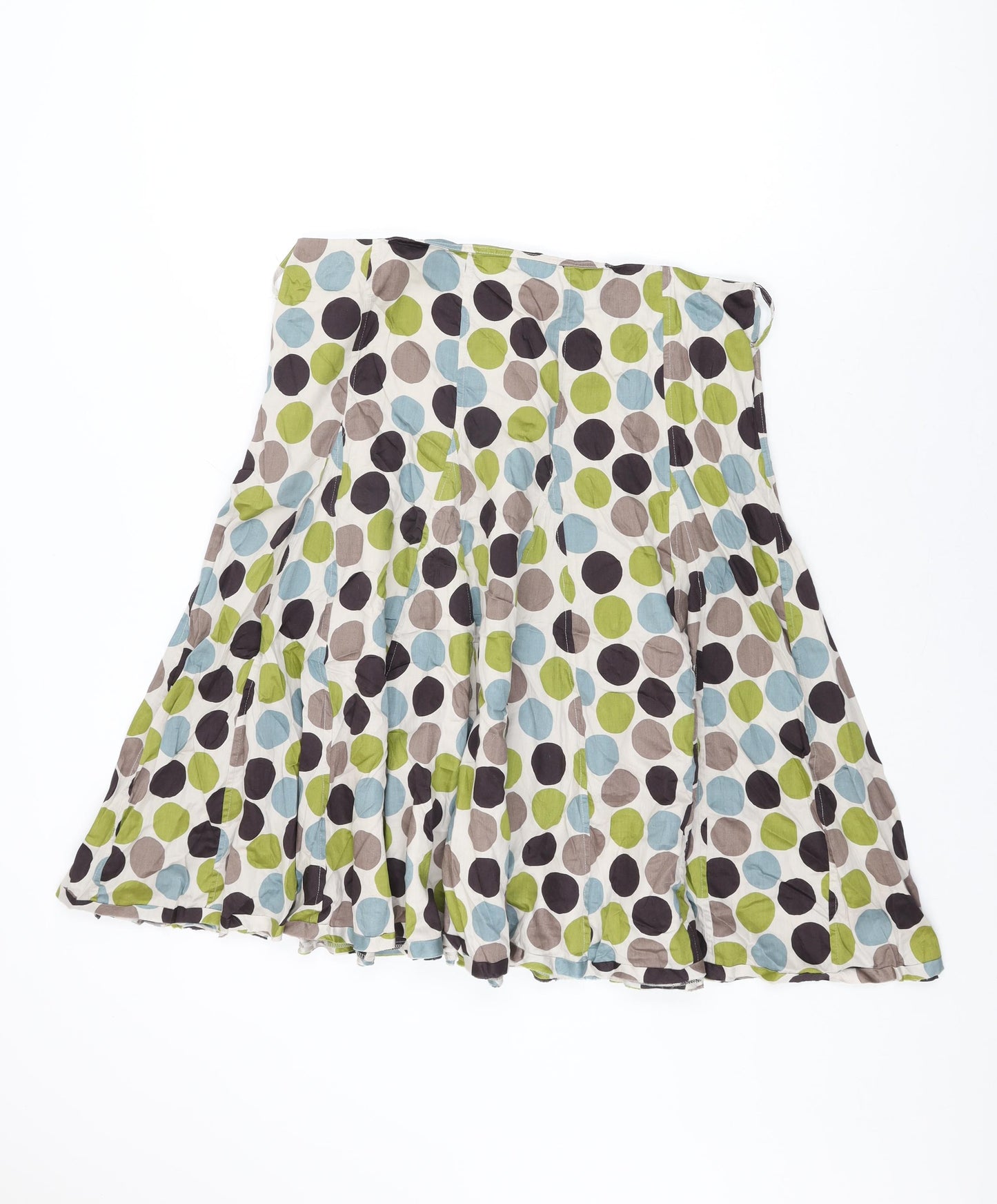 Hobbs Womens Beige Polka Dot Cotton Swing Skirt Size 16 Zip