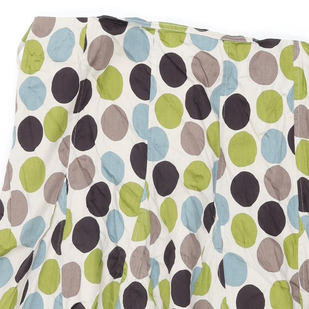 Hobbs Womens Beige Polka Dot Cotton Swing Skirt Size 16 Zip