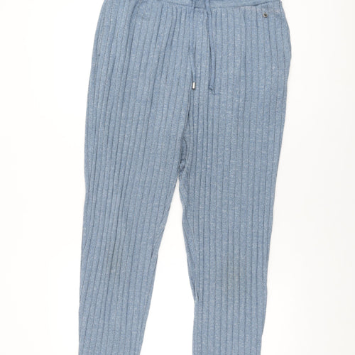 NEXT Womens Blue Polyester Trousers Size 14 L29 in Regular Drawstring