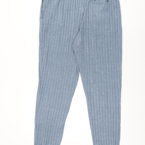NEXT Womens Blue Polyester Trousers Size 14 L29 in Regular Drawstring