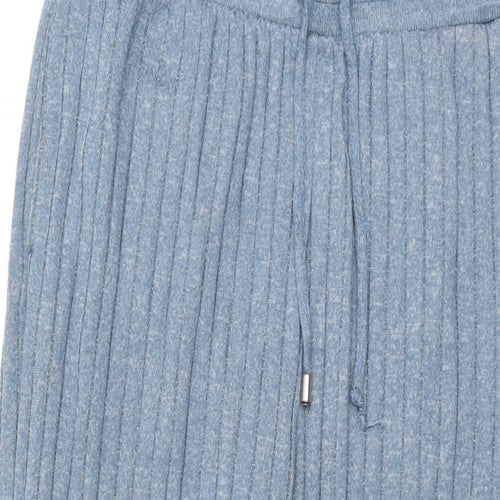 NEXT Womens Blue Polyester Trousers Size 14 L29 in Regular Drawstring