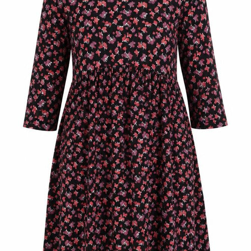 NEXT Womens Black Floral Viscose Skater Dress Size 12 Round Neck Pullover