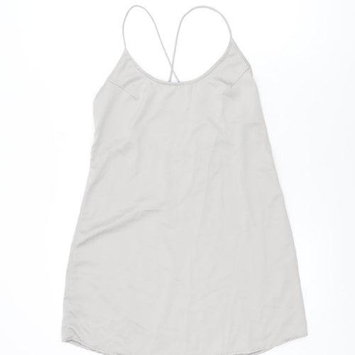 Motel Womens Grey Polyester Slip Dress Size XS Scoop Neck Pullover