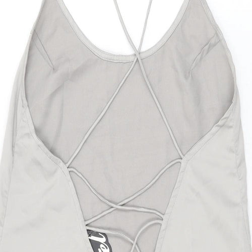 Motel Womens Grey Polyester Slip Dress Size XS Scoop Neck Pullover