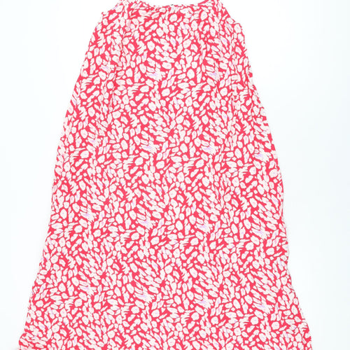 Marks and Spencer Womens Red Geometric Viscose Shift Size 6 Scoop Neck Pullover