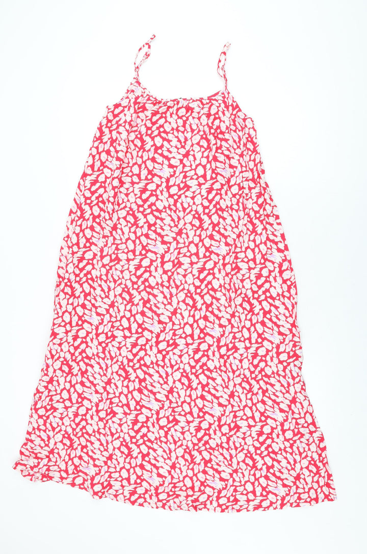 Marks and Spencer Womens Red Geometric Viscose Shift Size 6 Scoop Neck Pullover