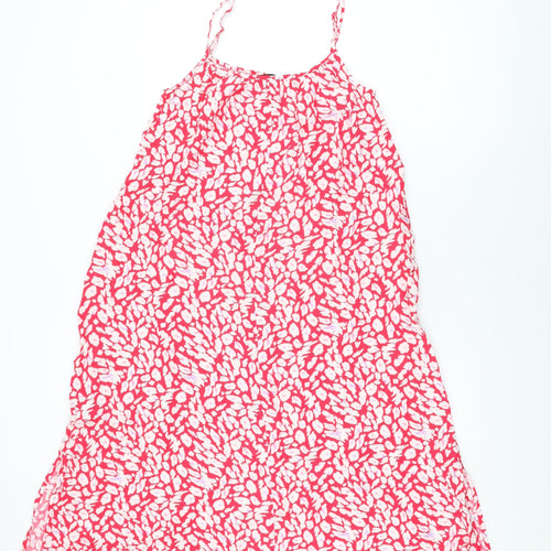 Marks and Spencer Womens Red Geometric Viscose Shift Size 6 Scoop Neck Pullover