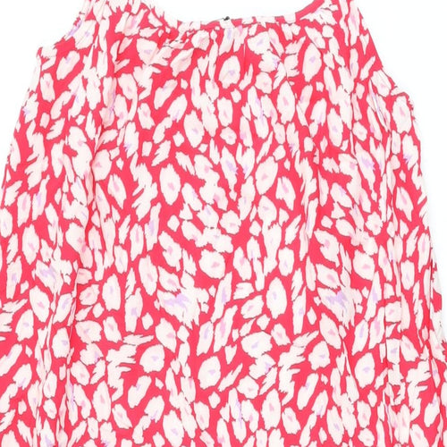Marks and Spencer Womens Red Geometric Viscose Shift Size 6 Scoop Neck Pullover