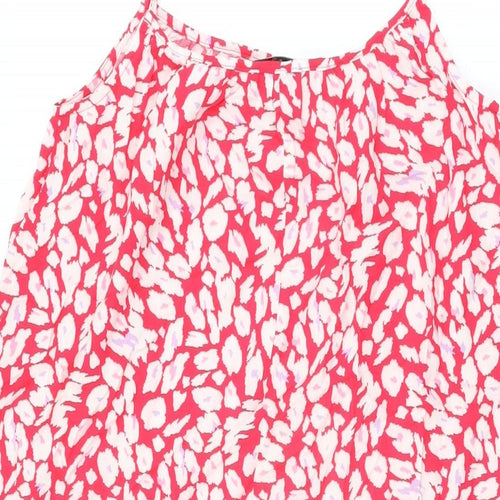 Marks and Spencer Womens Red Geometric Viscose Shift Size 6 Scoop Neck Pullover