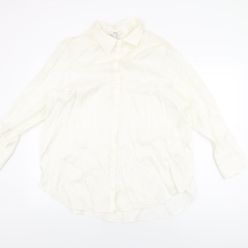 Marks and Spencer Womens Ivory Viscose Basic Button-Up Size 16 Collared