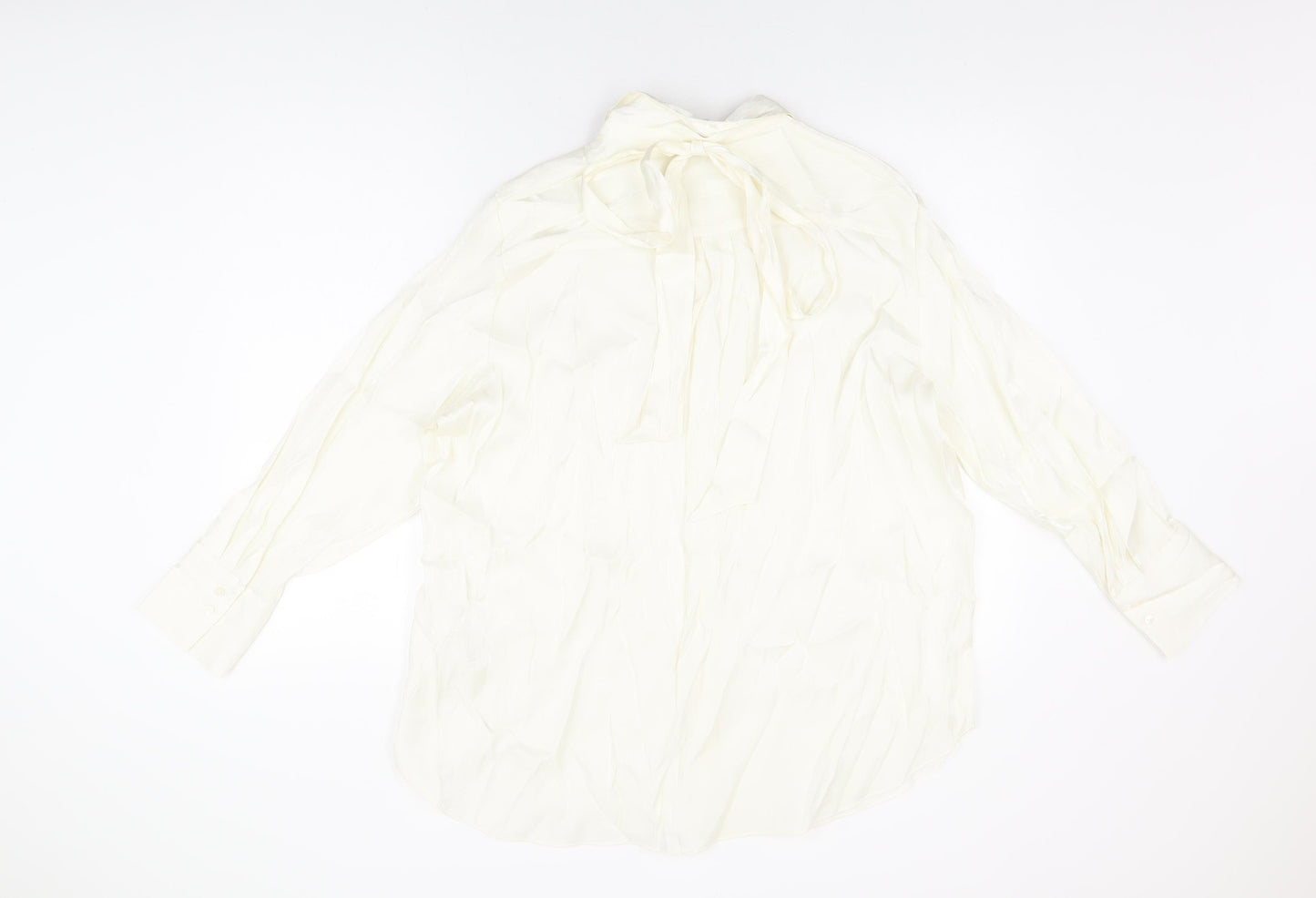 Marks and Spencer Womens Ivory Viscose Basic Button-Up Size 16 Collared