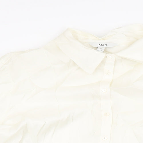 Marks and Spencer Womens Ivory Viscose Basic Button-Up Size 16 Collared