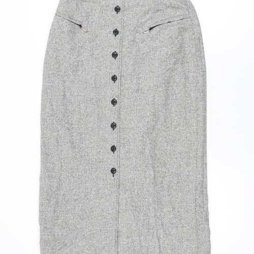 Bianca Womens Grey Wool Straight & Pencil Skirt Size 12 Zip