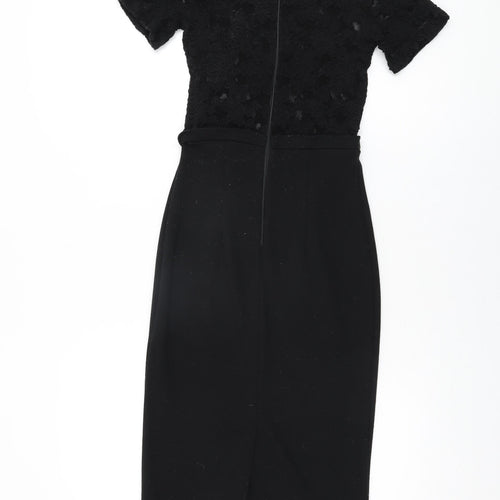 ASOS Womens Black Polyester Bodycon Size 8 Round Neck Zip