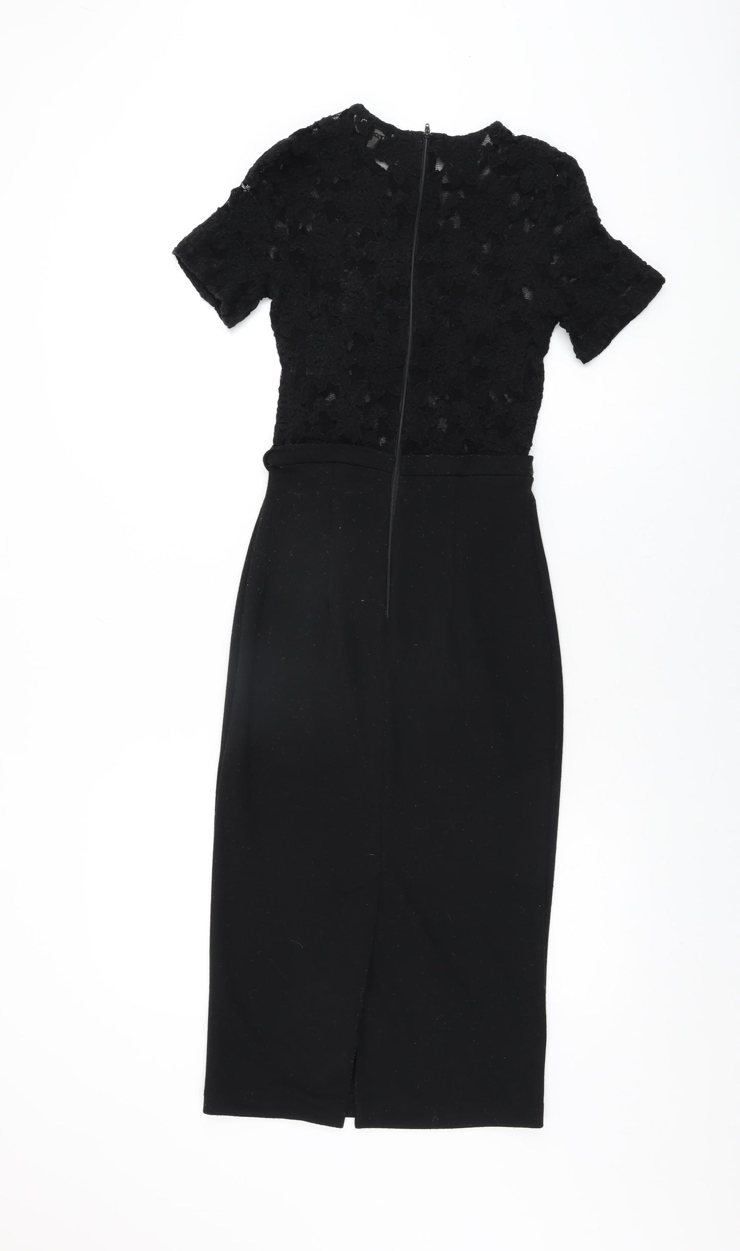 ASOS Womens Black Polyester Bodycon Size 8 Round Neck Zip