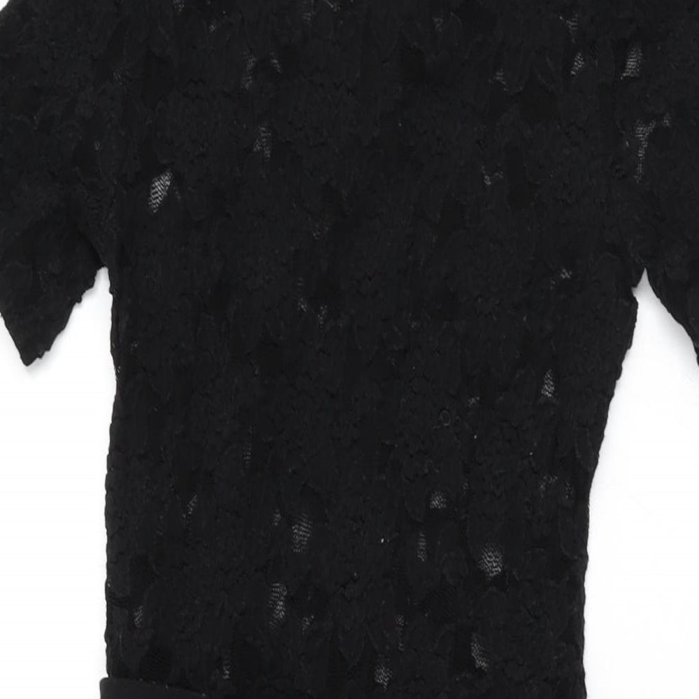 ASOS Womens Black Polyester Bodycon Size 8 Round Neck Zip