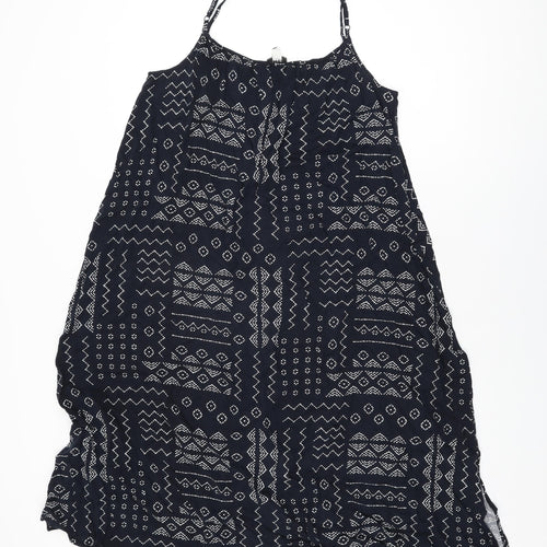 Marks and Spencer Womens Blue Geometric Viscose Shift Size 12 Scoop Neck Pullover