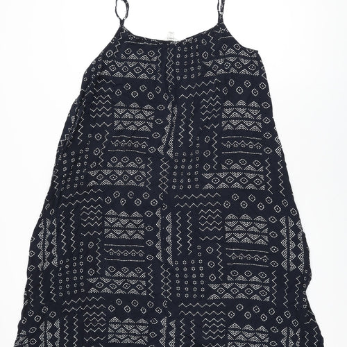 Marks and Spencer Womens Blue Geometric Viscose Shift Size 12 Scoop Neck Pullover