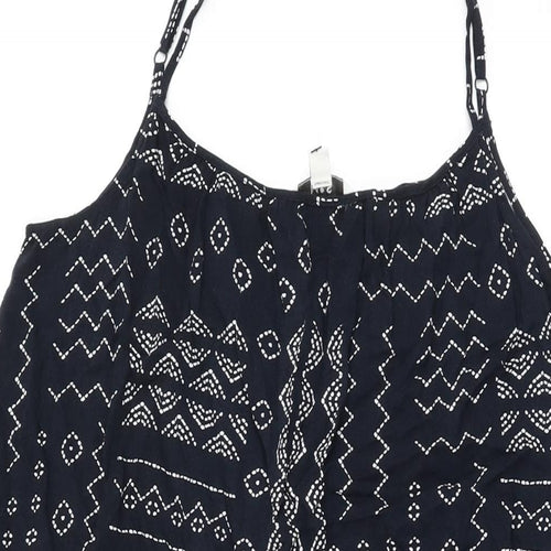 Marks and Spencer Womens Blue Geometric Viscose Shift Size 12 Scoop Neck Pullover