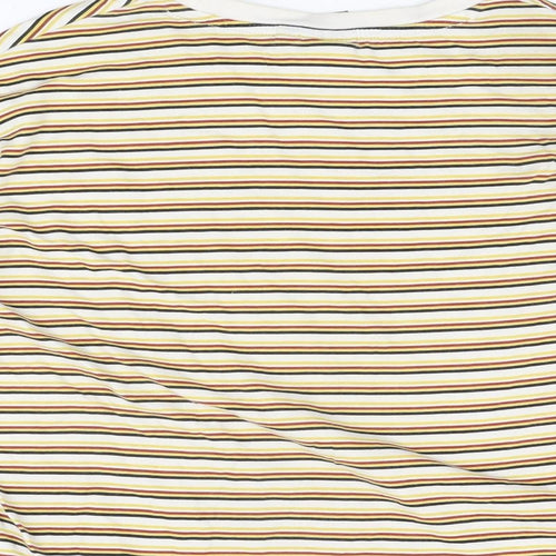 ASOS Mens White Striped Cotton T-Shirt Size S Round Neck
