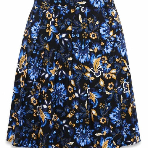Marks and Spencer Womens Black Floral Polyester Swing Skirt Size 12 Tie