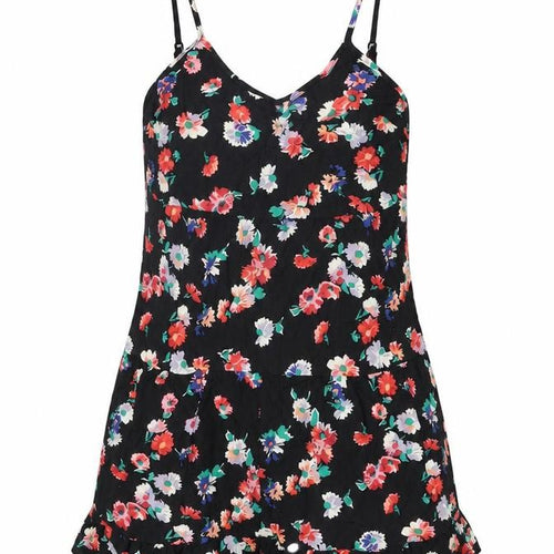 Xhilaration Womens Black Floral Viscose Playsuit One-Piece Size XS Pullover