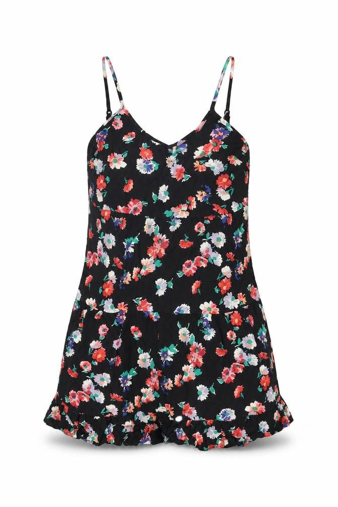 Xhilaration Womens Black Floral Viscose Playsuit One-Piece Size XS Pullover