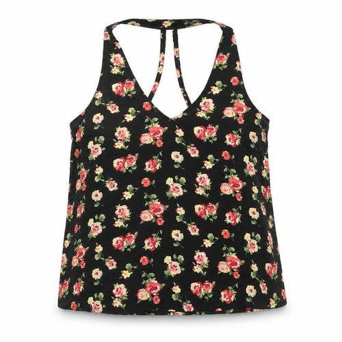 Forever 21 Womens Black Floral Polyester Basic Blouse Size S Halter