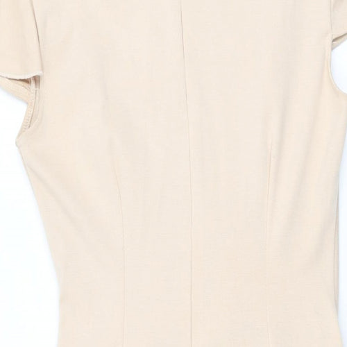 Goddess Womens Beige Viscose Bodycon Size 12 Round Neck Zip